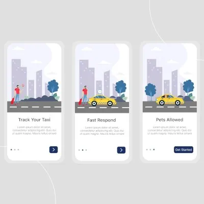 صفحات آنبوردینگ اپلیکیشن تاکسی آنلاین